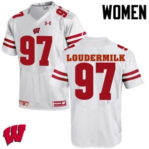 Women's Wisconsin Badgers NCAA #97 Isaiahh Loudermilk White Authentic Under Armour Stitched College Football Jersey DD31Y75HG